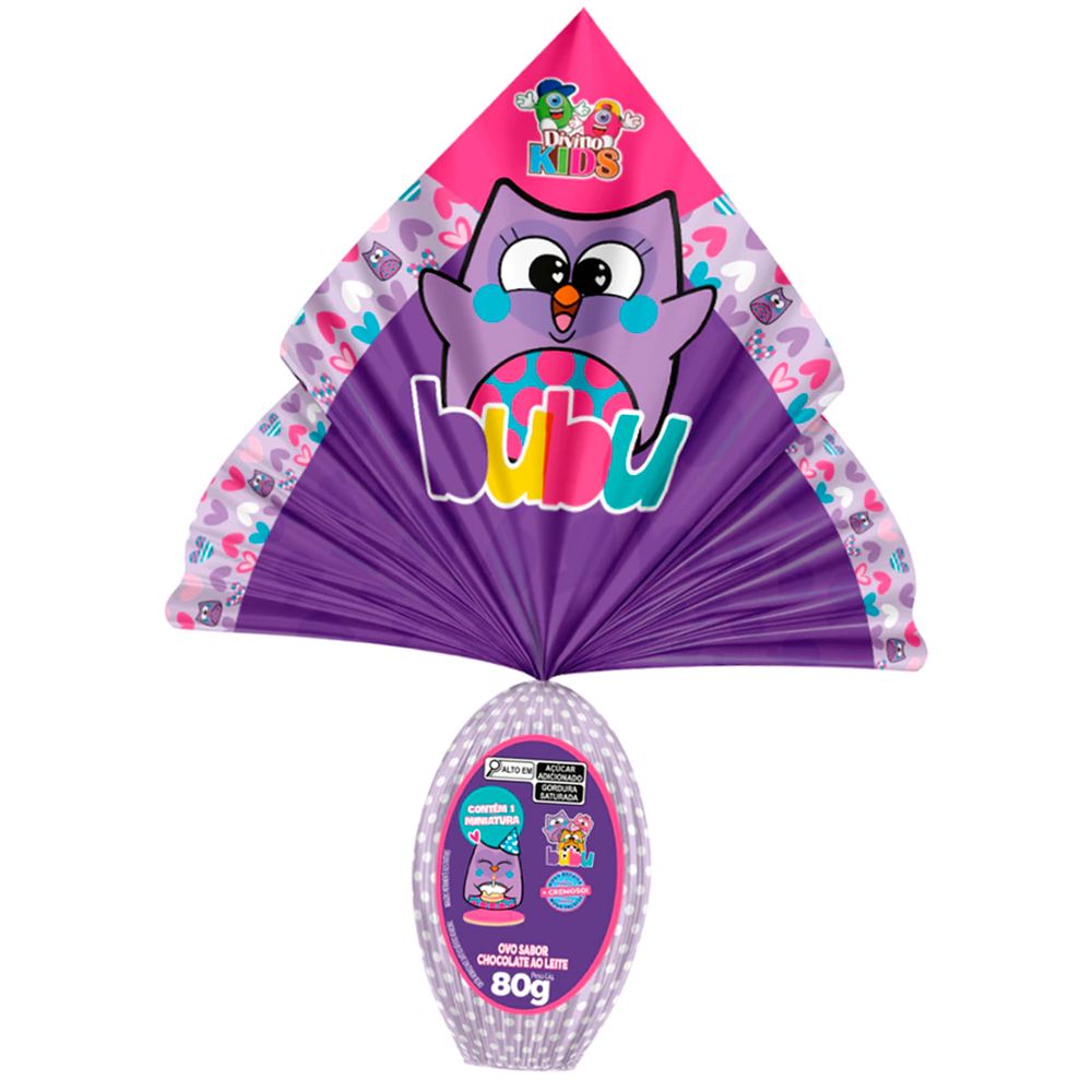 Ovo de Pascoa Bubu Chocolate ao Leite 80g - Divino Kids-2-